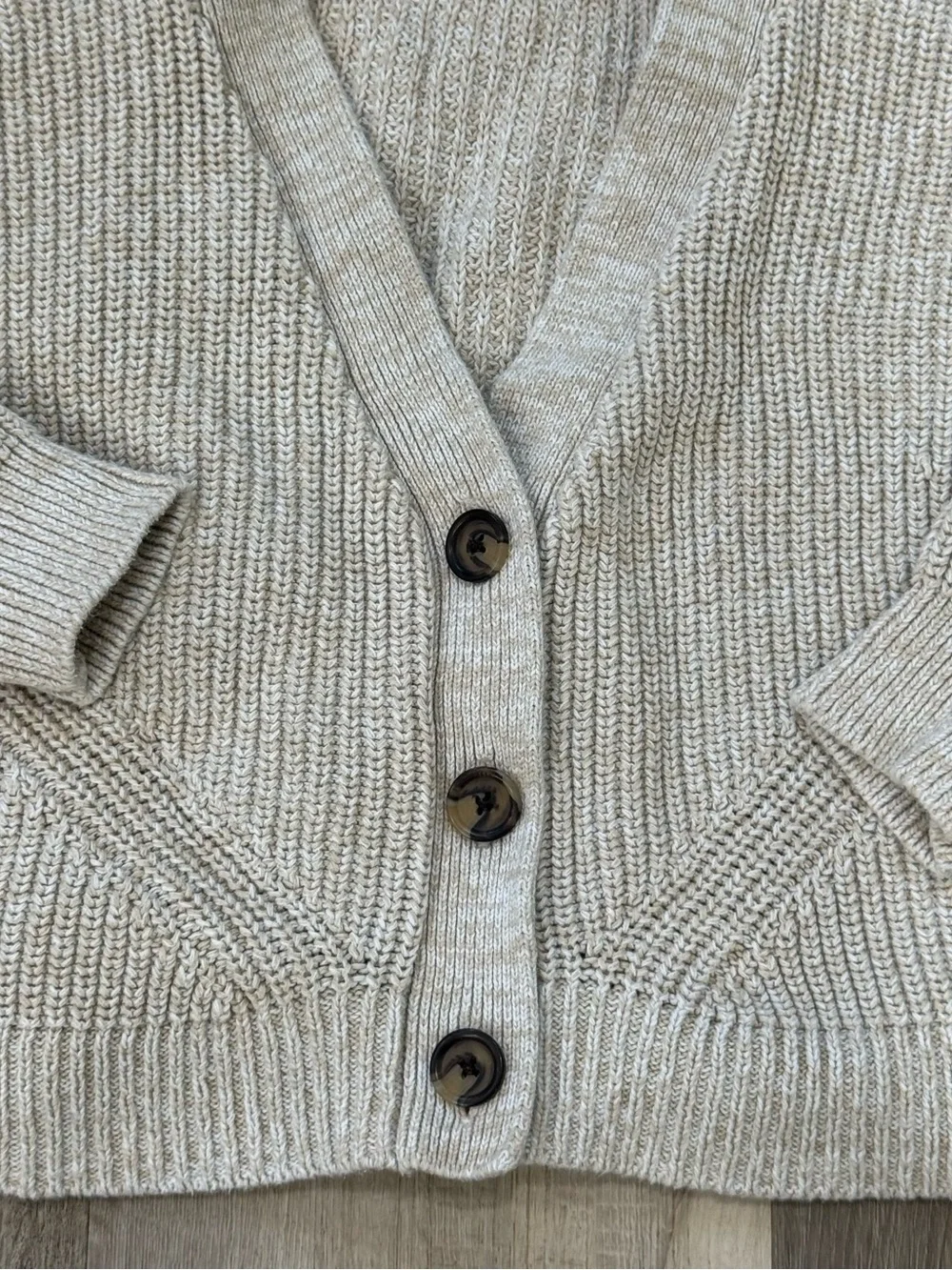 GAP Cream Knit V-Neck Button Cardigan